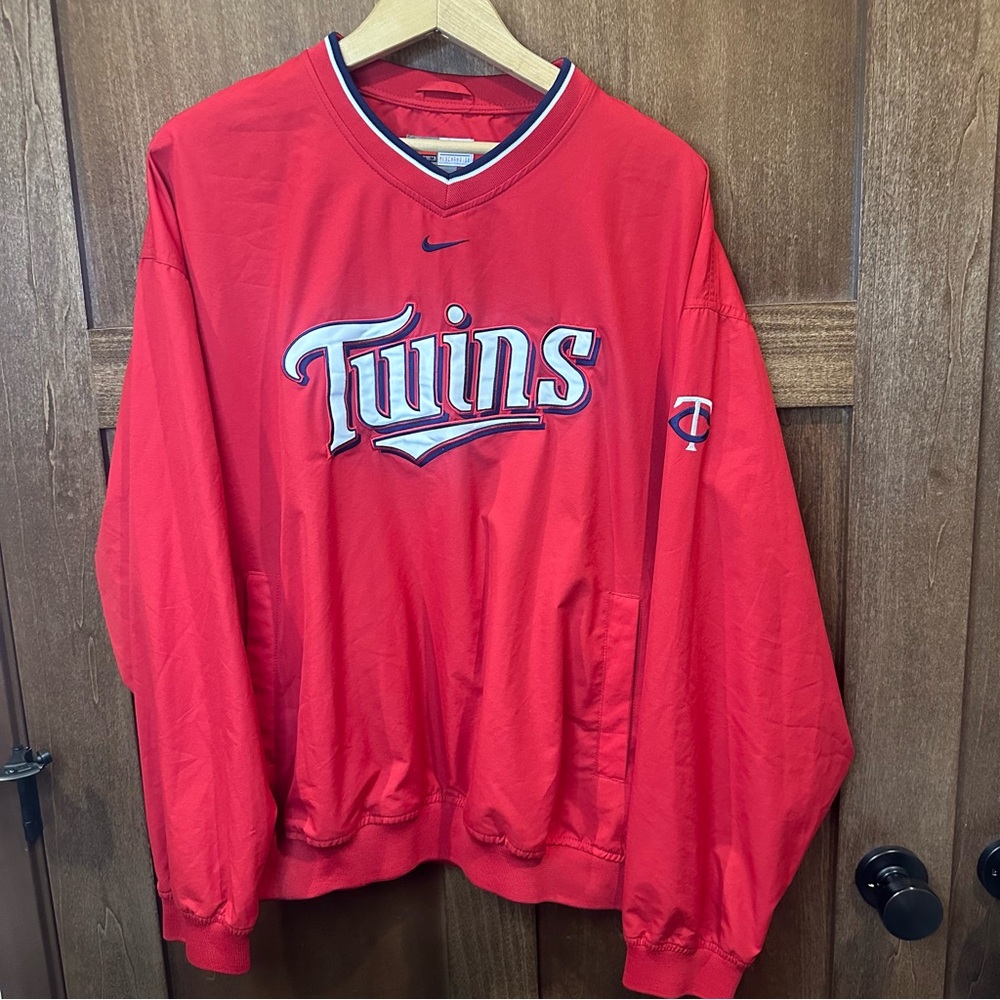 Vintage Nike Red Minnesota Twins Pullover with White and Navy Accents